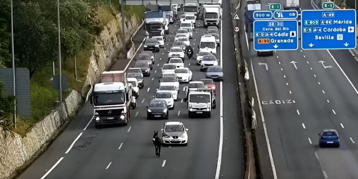 un burro se cuela en la autopista y provoca el caos circulatorio en Sevilla