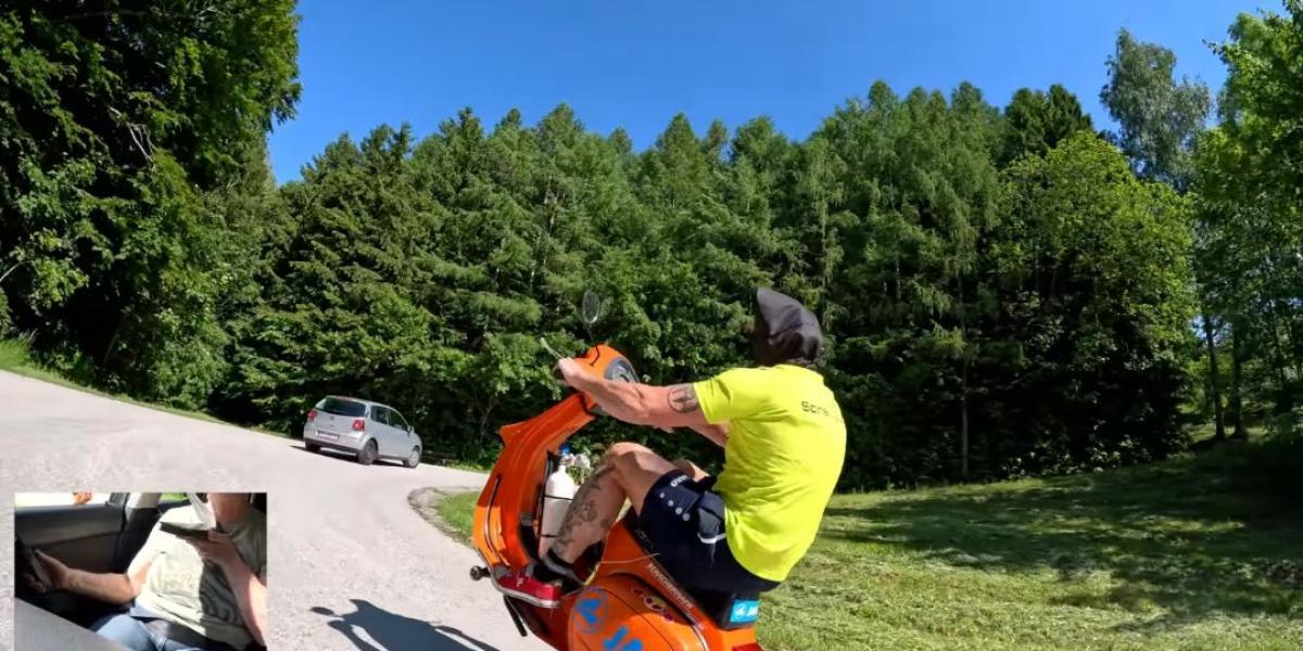 Lo que hace este austríaco con una Vespa no puede ser legal… ¡pero sí alucinante!