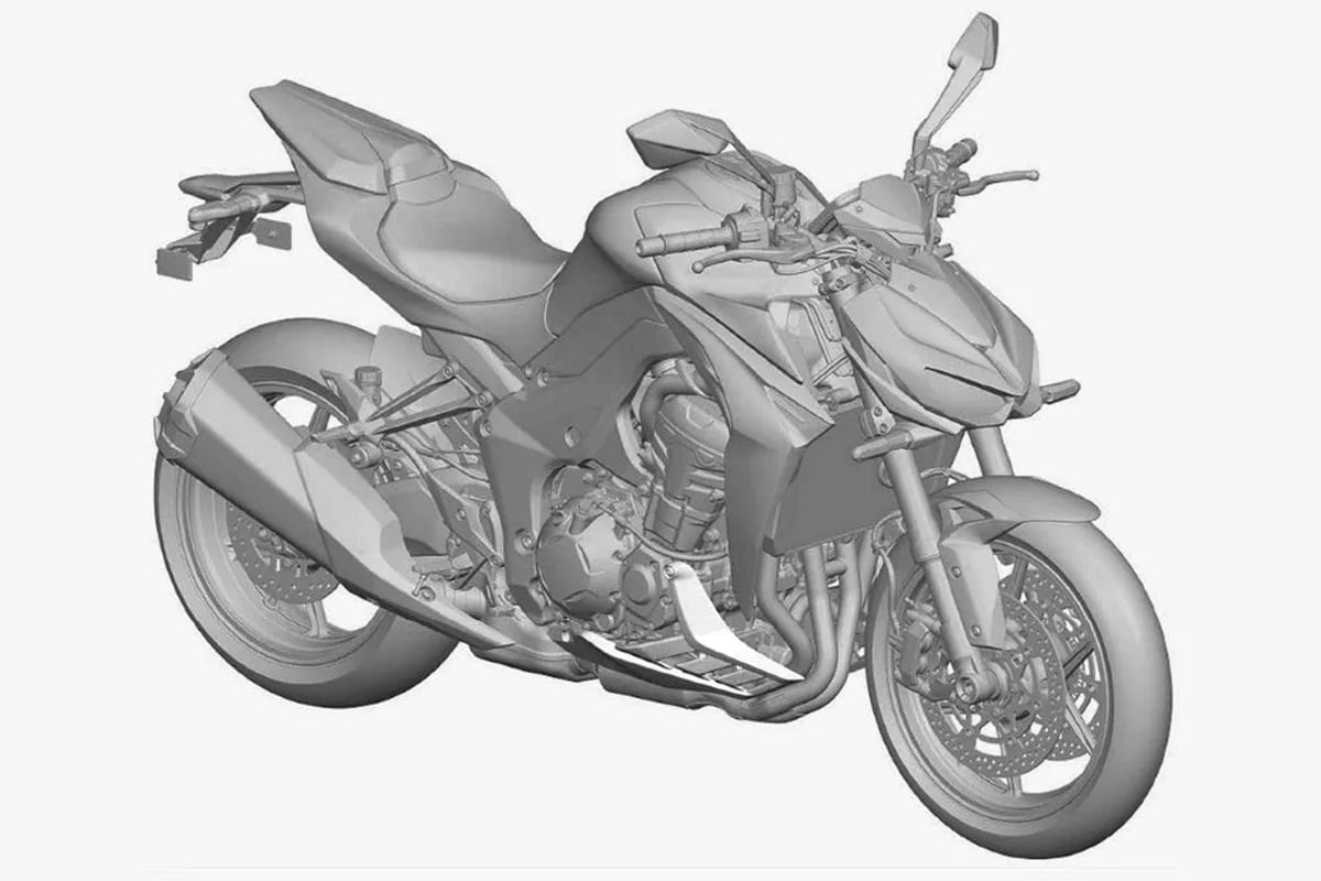 Z1100 2026: Kawasaki presenta el diseño final del modelo ante el registro europeo de patentes