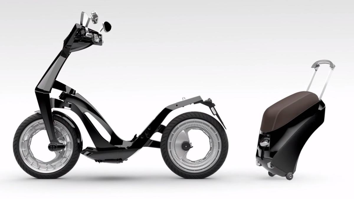El scooter revolucionario de diseño futurista, con electrónica a raudales, plegable y con neumáticos y chasis de carbono, el Ujet
