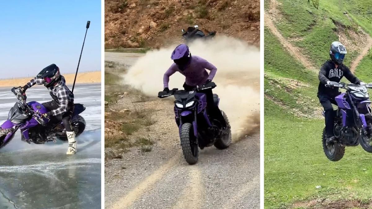 Una poderosa moto todoterreno de más de 100 CV sacada de una peli de Mad Max que es una pasada, por tierra, aire y hielo