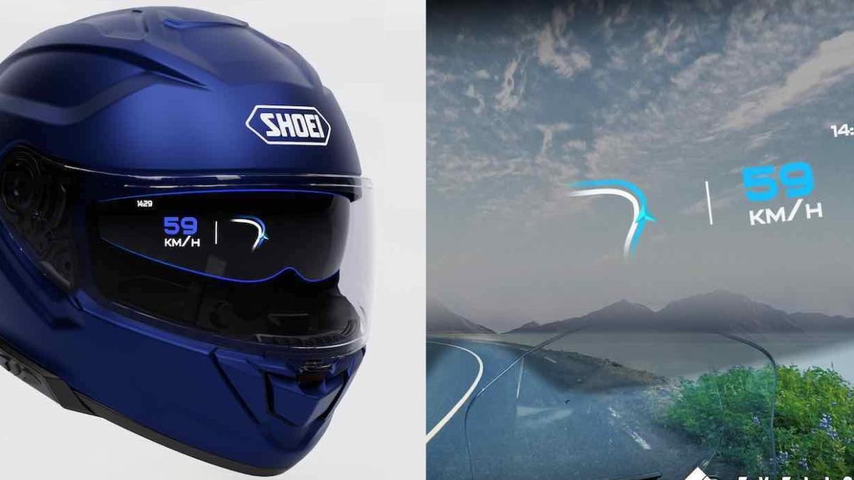 El casco de moto de peli futurista con una pantalla digital en la misma visera, como si fueras Robocop