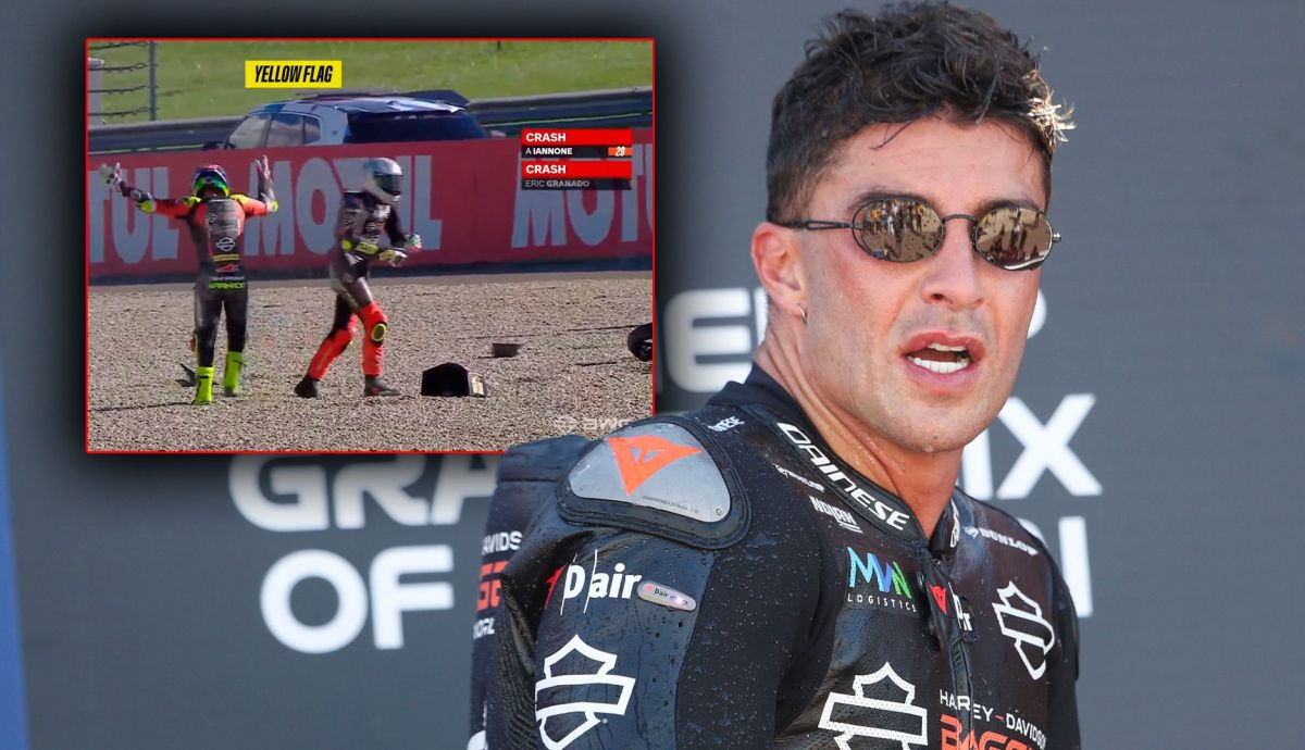 ¡Menuda liada! Andrea Iannone se lleva por delante a Eric Granado en plena lucha por el título