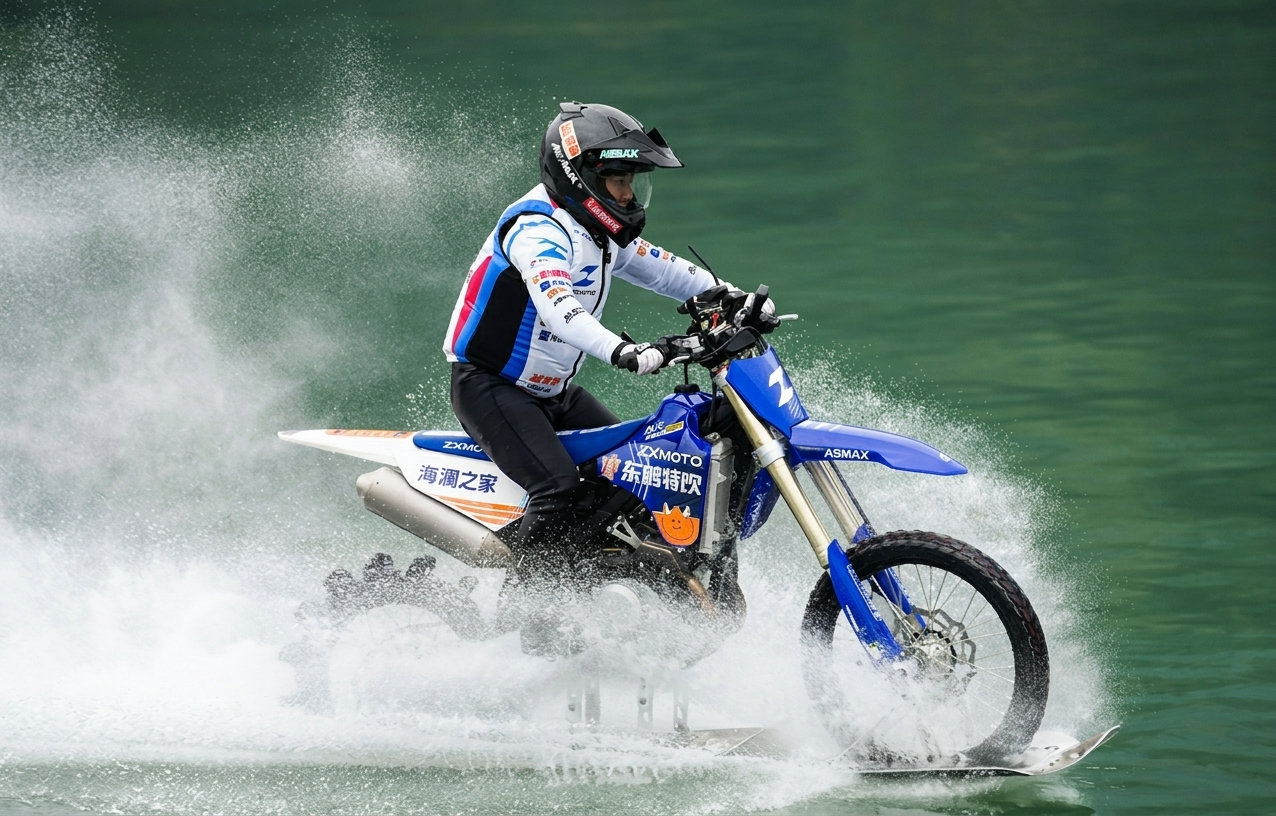 El fundador de ZXMoto bate un rÃ©cord: Â¡casi 41 km en moto sobre agua!