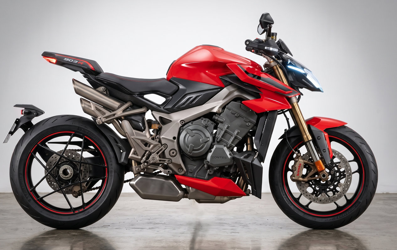 Zontes ZT 903 R: tres cilindros, 900 cc, 135 CV Â¿y 8500 euros?