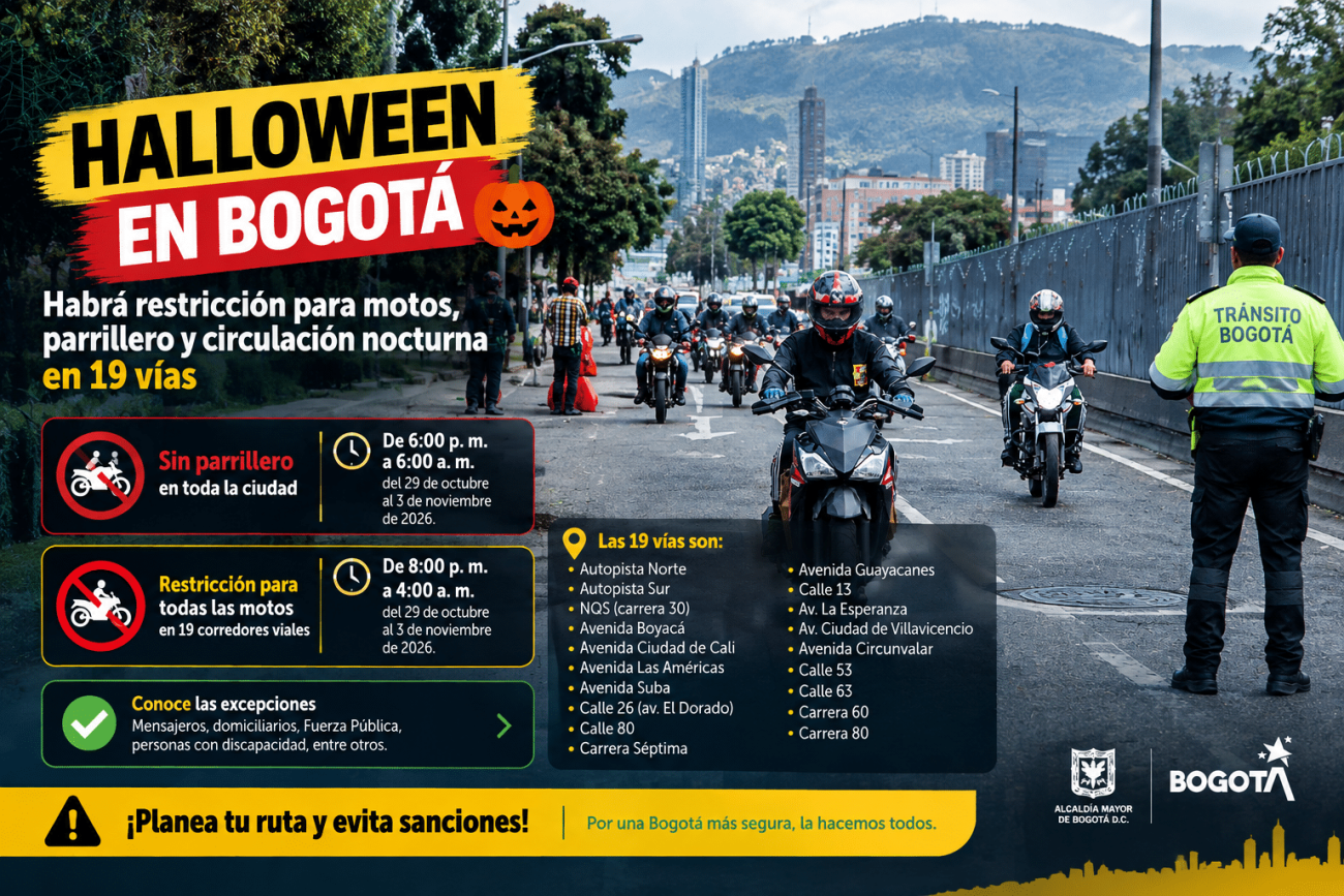 Bogotá en Halloween: habrá restricción para motos y parrillero